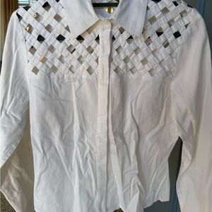 Anne Fontaine White Button Down Shirt with Cutout Detail